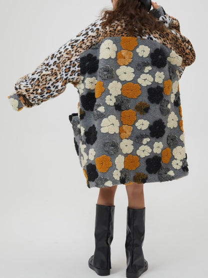 Leopard Floral Jacquard Coat X1934