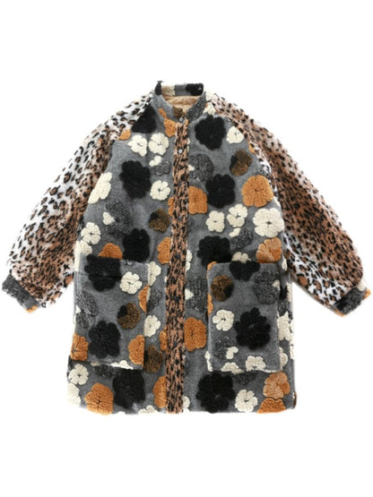 Leopard Floral Jacquard Coat X1934