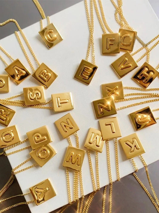 Alphabet Plate Chain Necklace X1993