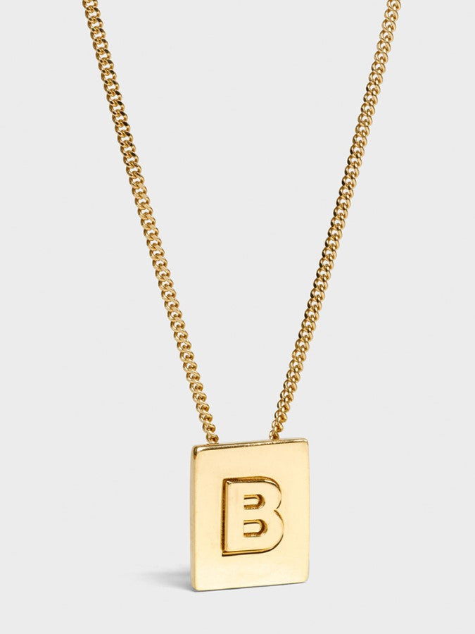 Alphabet plate chain necklace X1993