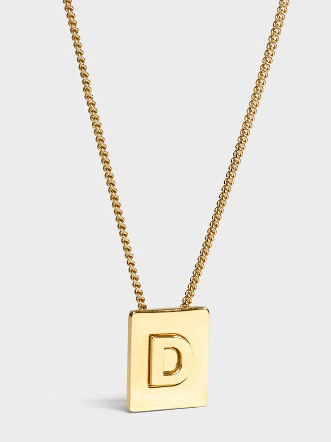 Alphabet plate chain necklace X1993