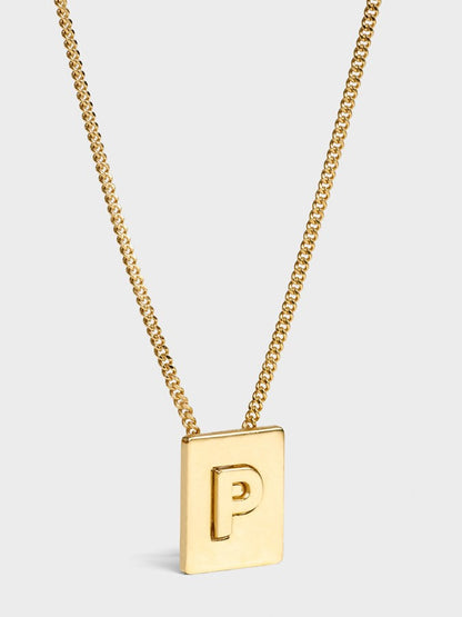 Alphabet plate chain necklace X1993