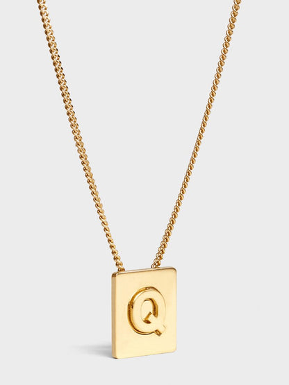 Alphabet plate chain necklace X1993