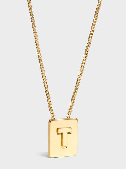 Alphabet plate chain necklace X1993