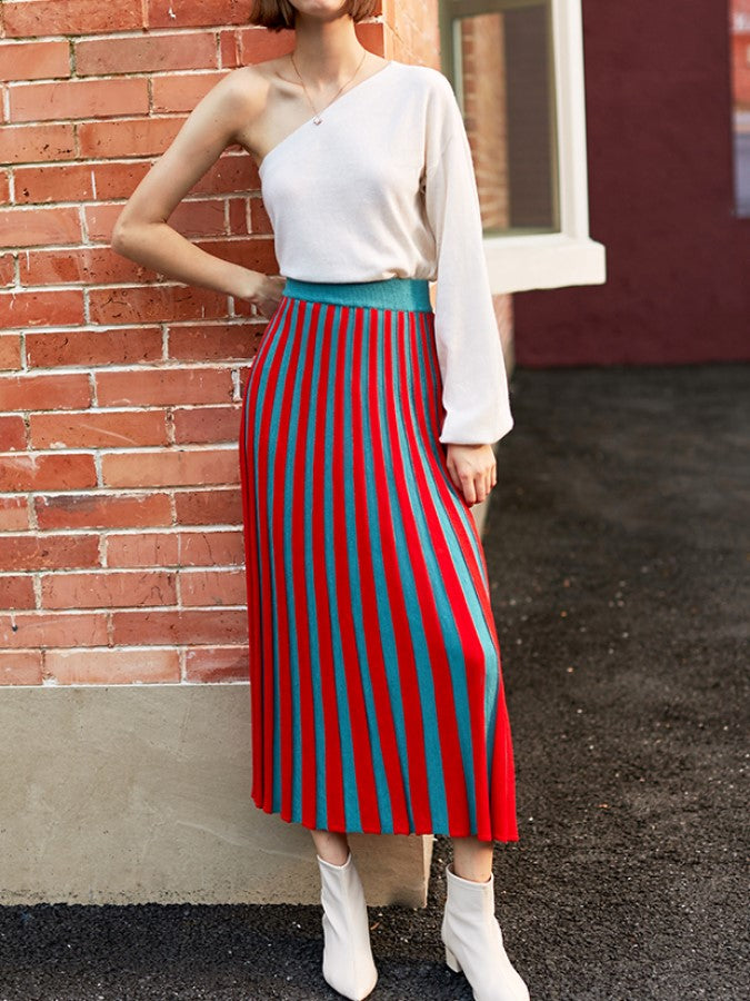 Bicolor pleated skirt X1998