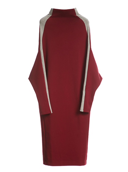 Dolman Sleeve Line High Neck Dress X2200