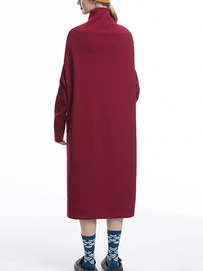 Dolman Sleeve Line High Neck Dress X2200