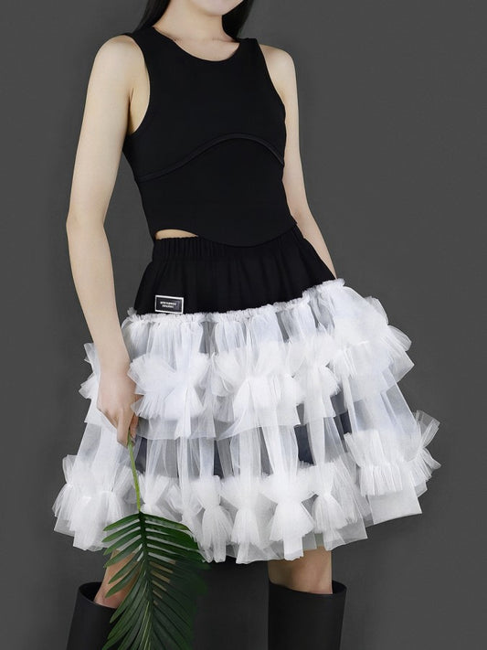 Mesh layered mini skirt X2203