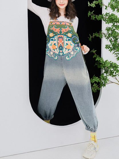 刺繍デニムオーバーオール　X2228