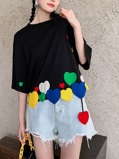 Heart loose crop top X449