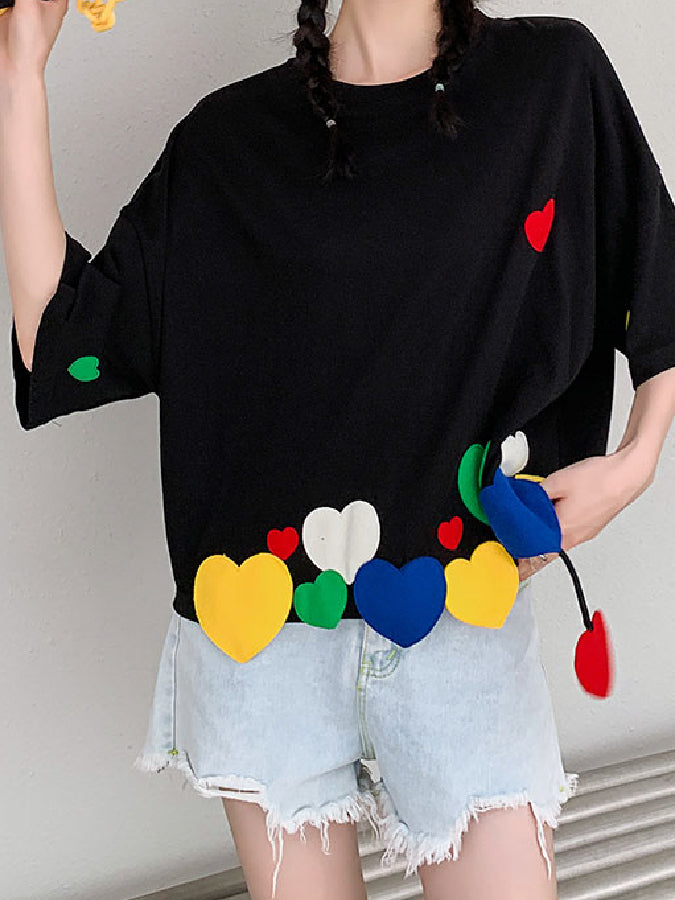 Heart loose crop top X449