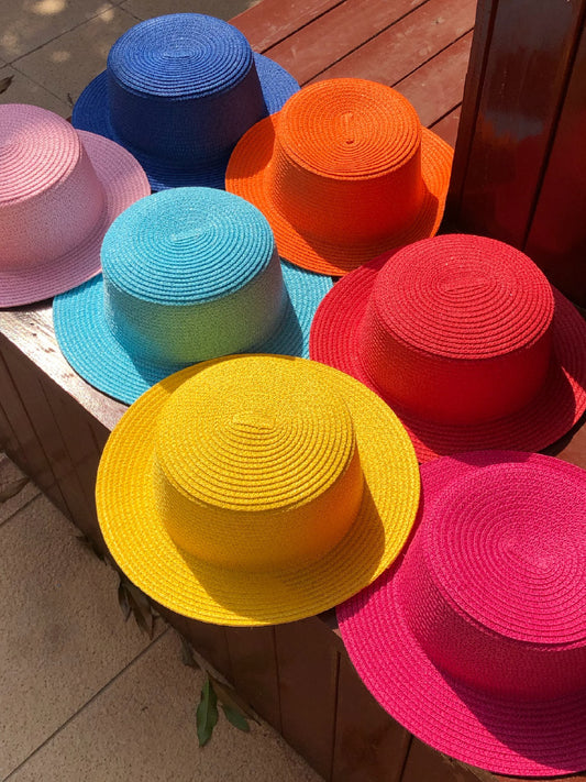 Vivid Flat Top Straw Hat X459