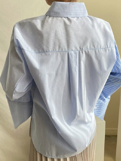 Wide Lapel Stripe Shirt X507
