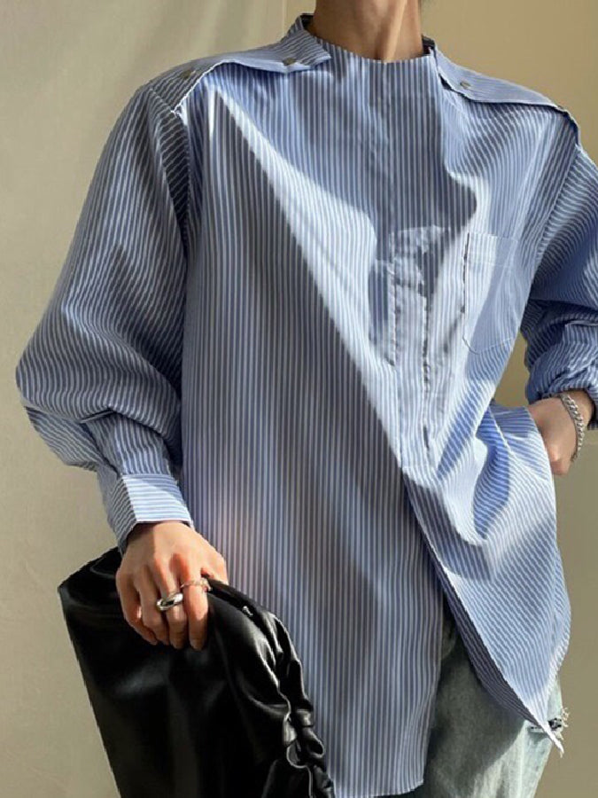 Striped lantern sleeve shirt X509