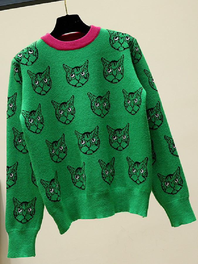 Green cat clearance sweater