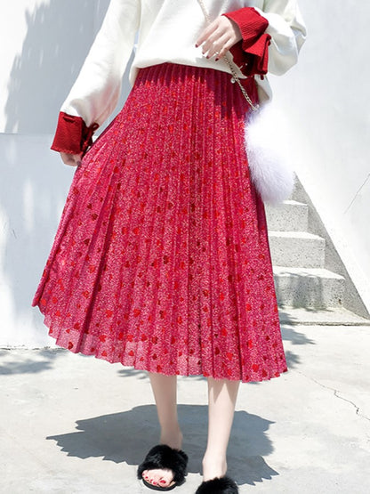 Heart Pleated Middle Skirt X759