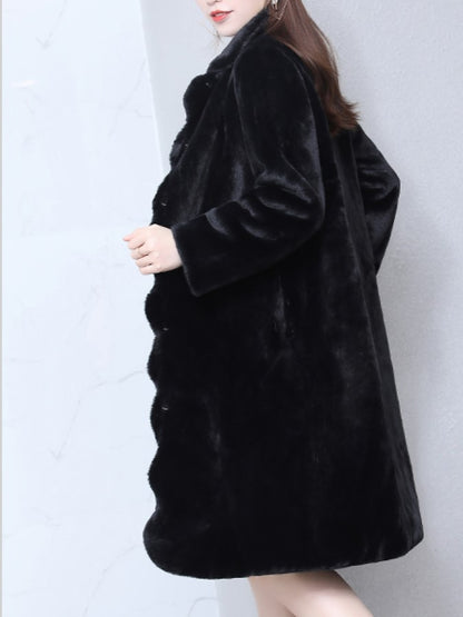 Middle High Collar Wave Middle Coat X857