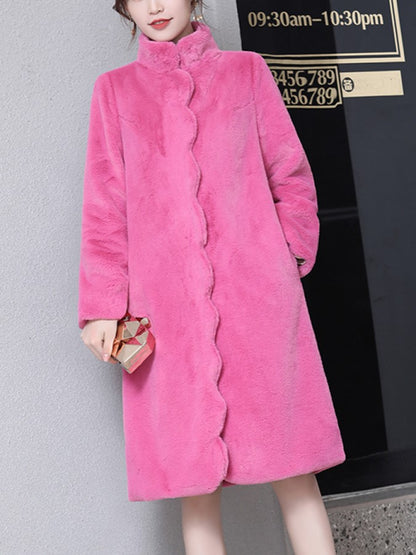 Middle High Collar Wave Middle Coat X857