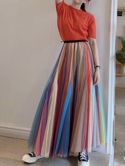 Multicolor mesh skirt X243